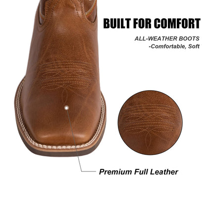 Full Cowhide Leather Western Retro Boot