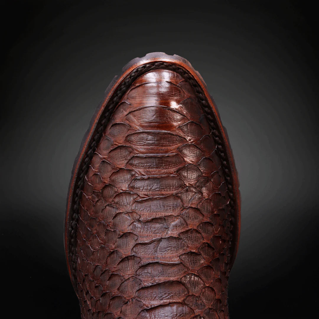 Woven Pattern Embossed Tube Python Cowboy Boots