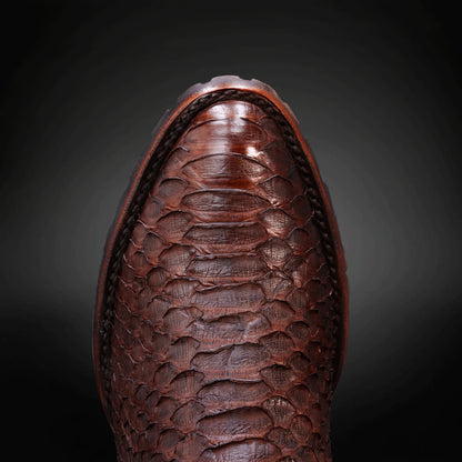 Woven Pattern Embossed Tube Python Cowboy Boots