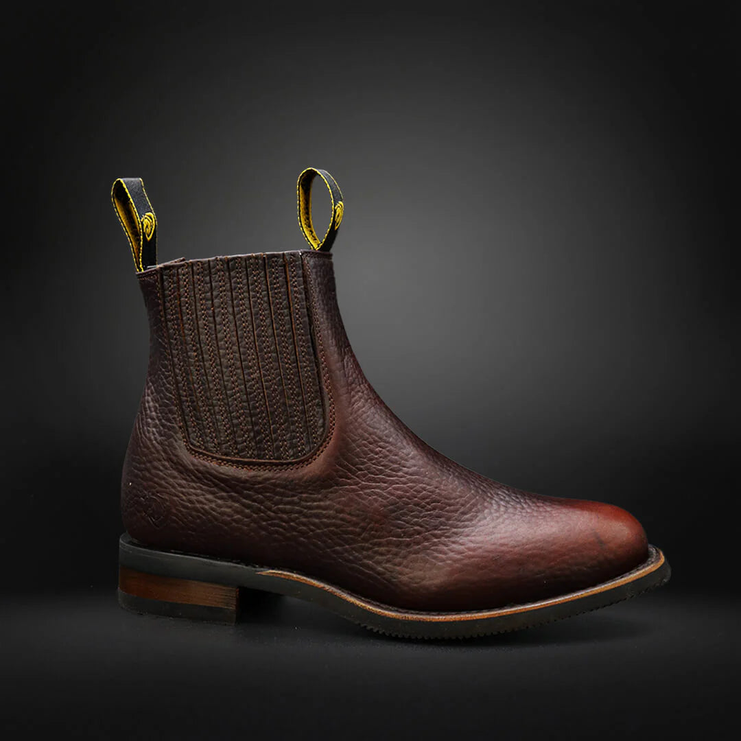 Side Elastics Oval Cowhide Boots