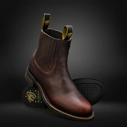 Side Elastics Oval Cowhide Boots