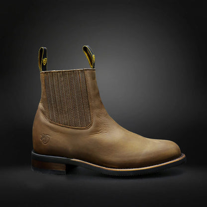 Side Elastics Oval Cowhide Boots