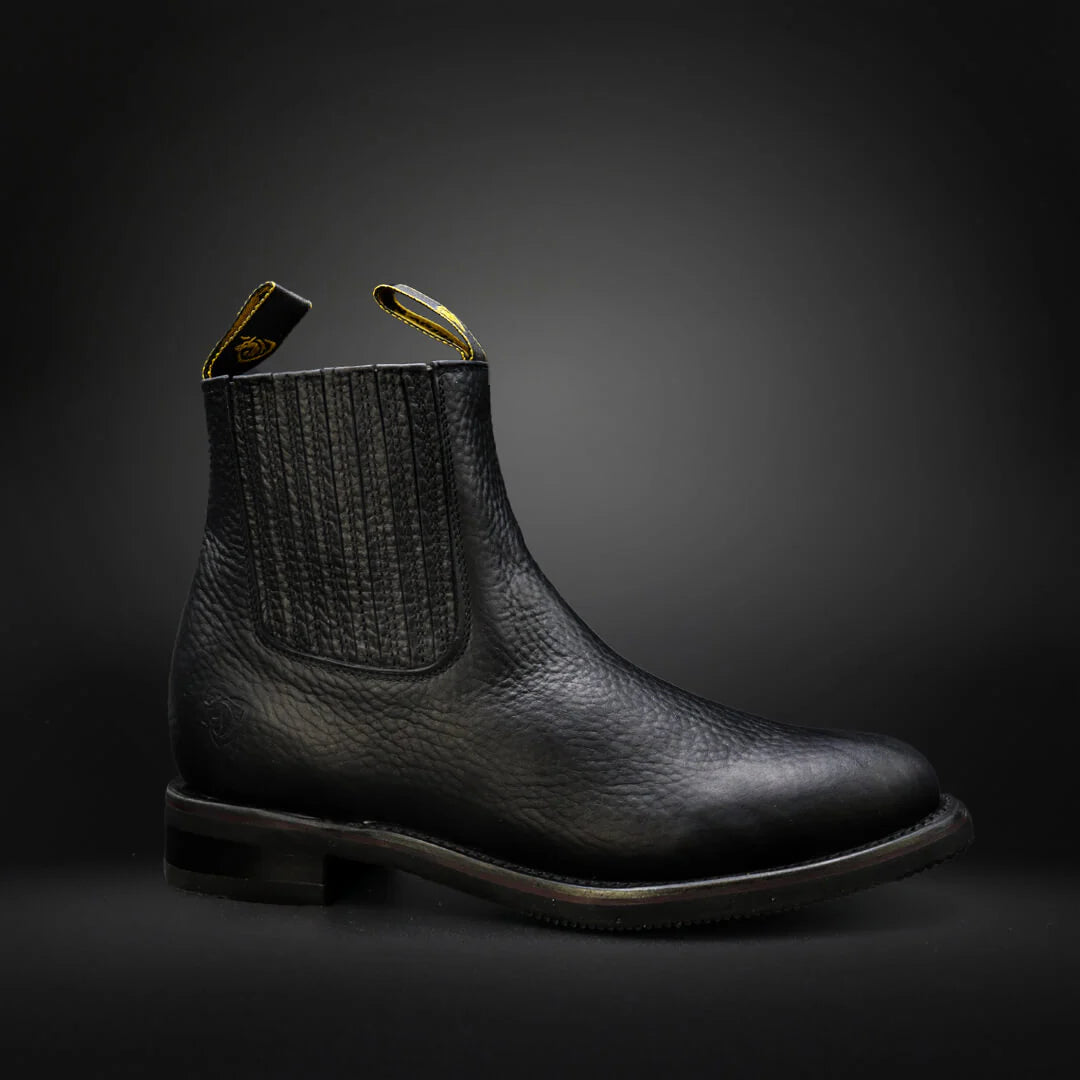 Side Elastics Oval Cowhide Boots
