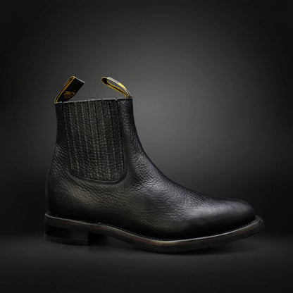 Side Elastics Oval Cowhide Boots