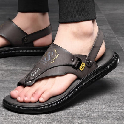 Men's Flip-flops Leather Sandals With Bunion Splints