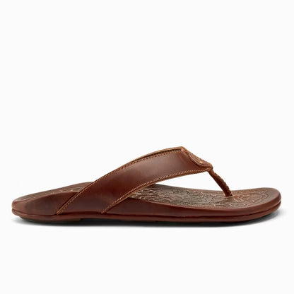 Men's Leather Embroidered Flip-flops