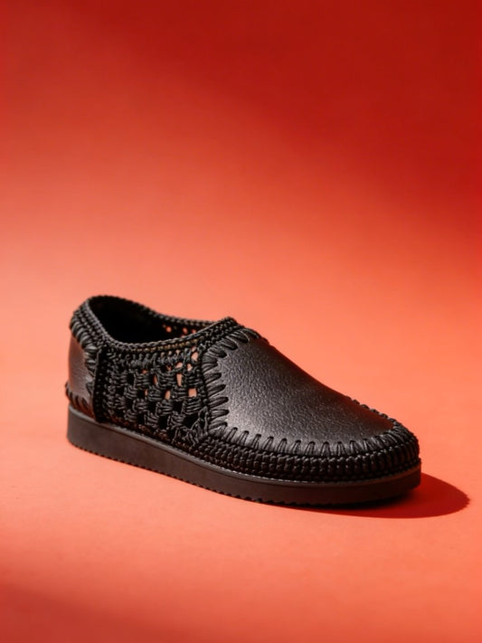 Handmade Knit And Leather Casual Shoes
