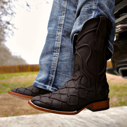 Square Toe Matte Rustic Piraroucu Leather Boots