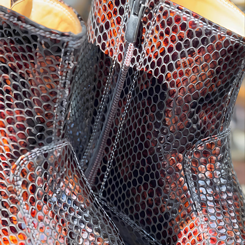 Men's Python-Print Zip Ankle Boots