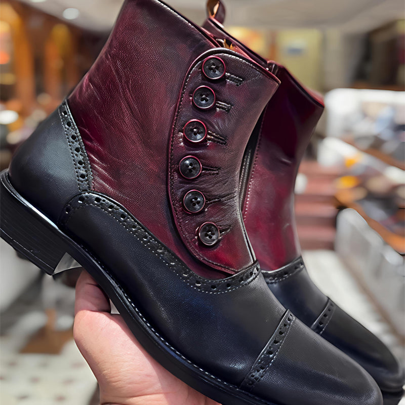 Men's Pointed Button Casual Ankle Boots Chelsea Boots