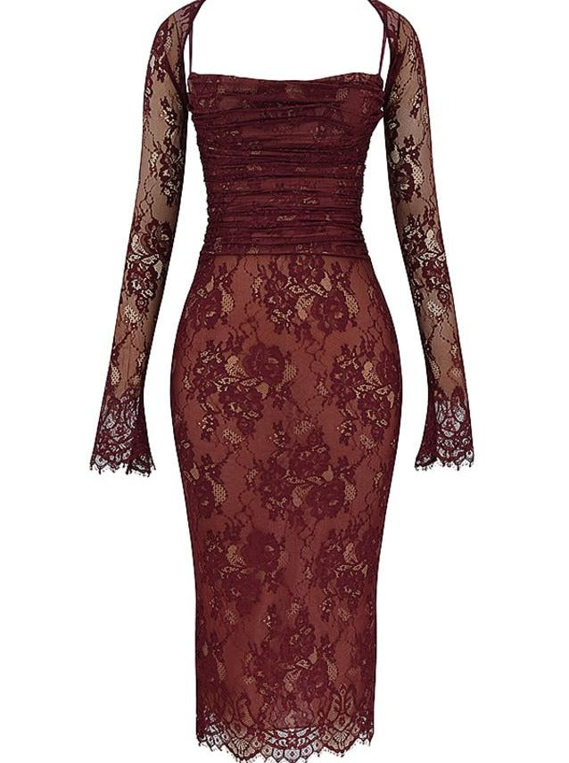 Claret Lace Midi Dress