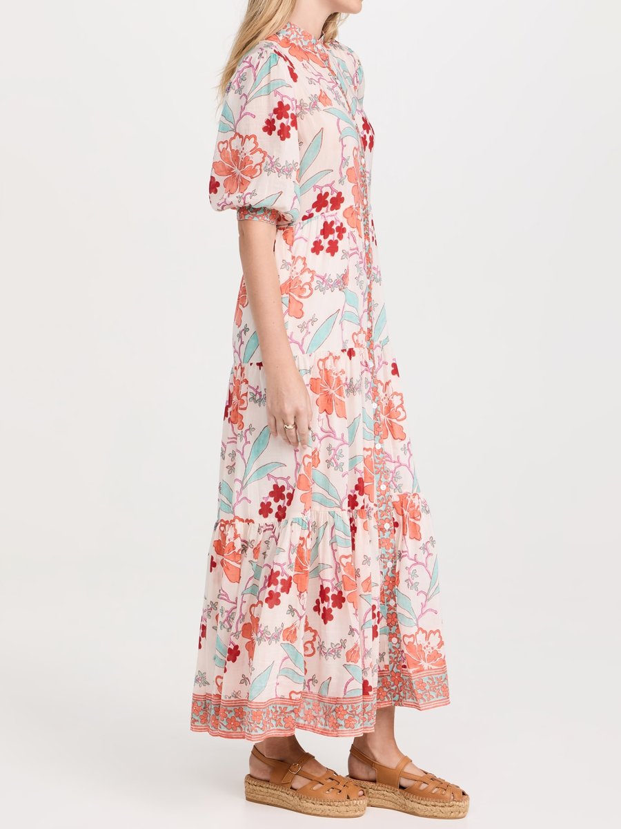 Floral Print Button Up Maxi Dress