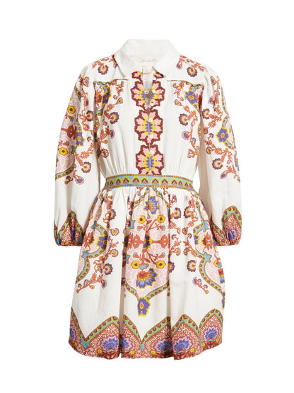 Printed Long Sleeve Mini Dress