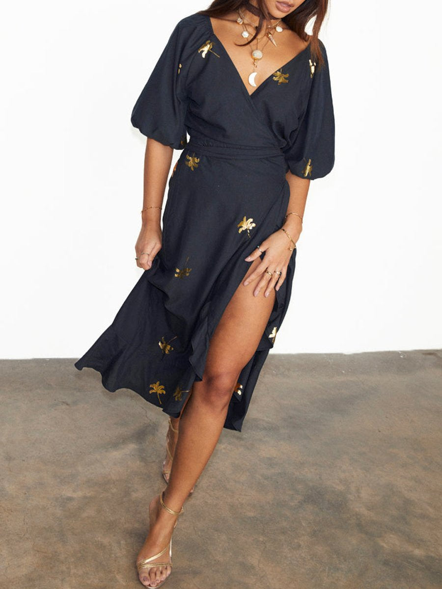 Short Sleeve Wrap Dress