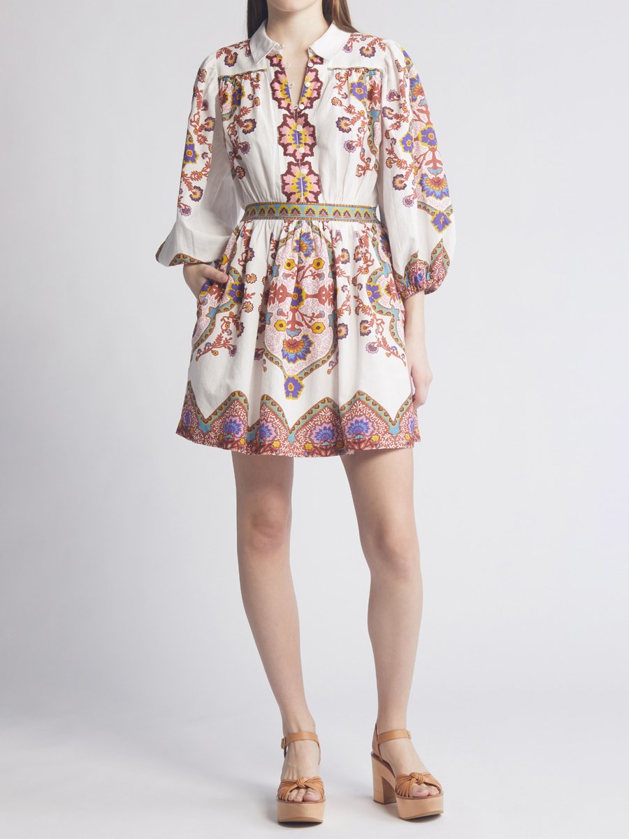 Printed Long Sleeve Mini Dress